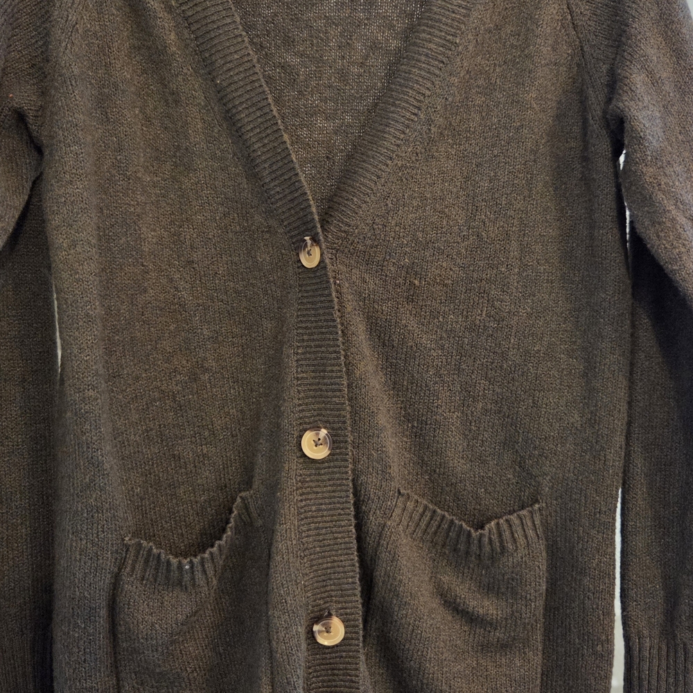 Elegant Olive Green Knit Cardigan